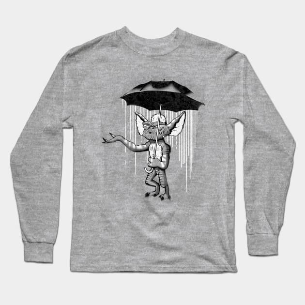 Umbrella Monster (Banksy) Long Sleeve T-Shirt by Raffiti